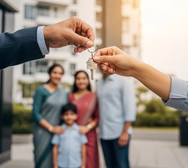 Modern commercial building with Aparna branding